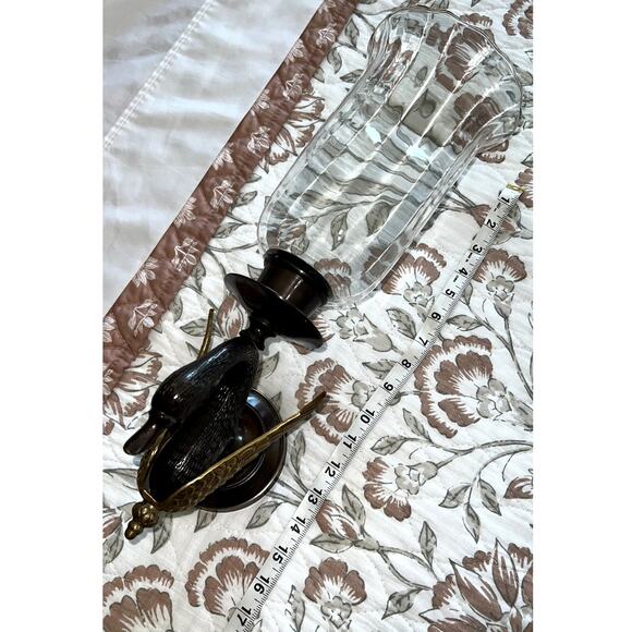 Brass Swan Wall Candle Sconce with Storm Glass 17" - Picture 10 of 16